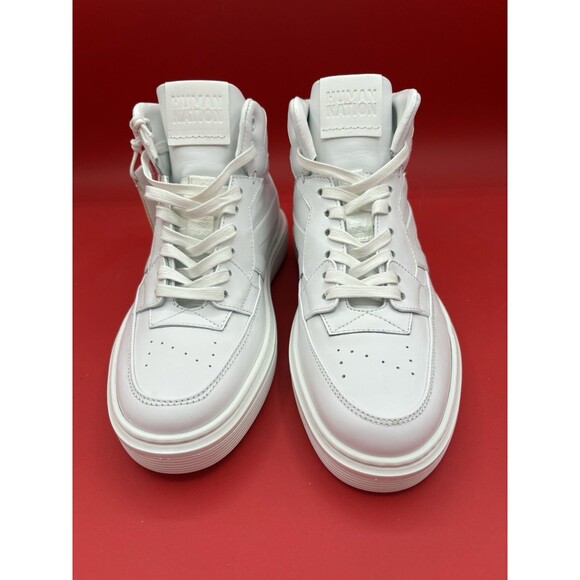 NEW Human Nation White Leather High Top Sneakers Shoes M4-5/W6-5 Made in Italy - Picture 5 of 8